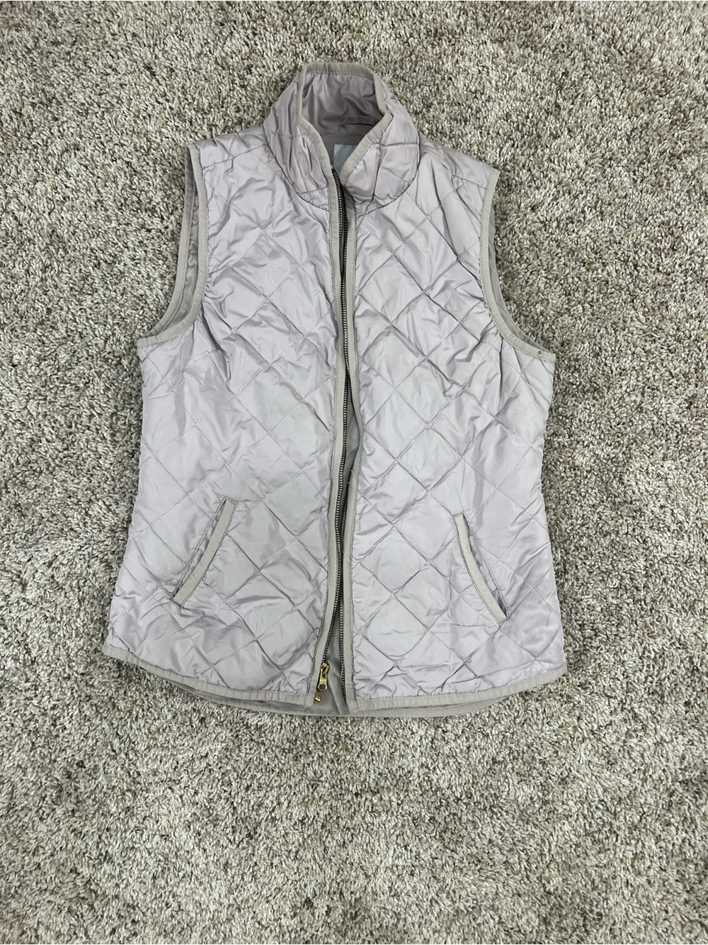 Old Navy Quilted Puffer Vest Dust Pink Women's Small Stand Collar Front Zip